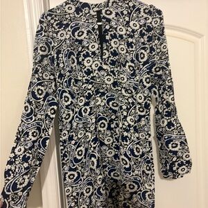 New LOFT Blue and White Paisley Keyhole Dress